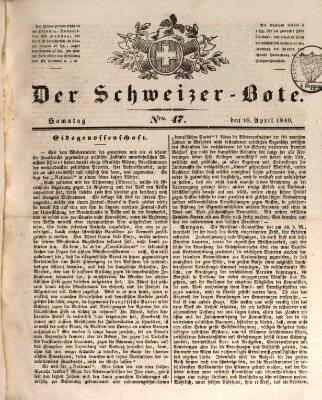 Der Schweizer-Bote Samstag 18. April 1840