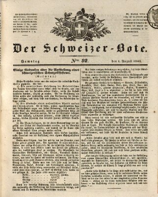 Der Schweizer-Bote Samstag 1. August 1840