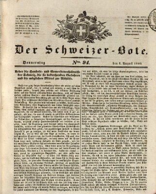 Der Schweizer-Bote Donnerstag 6. August 1840