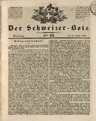 Der Schweizer-Bote Dienstag 15. September 1840