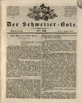 Der Schweizer-Bote Donnerstag 17. September 1840