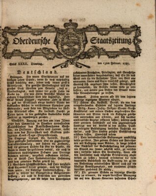 Oberdeutsche Staatszeitung Dienstag 13. Februar 1787