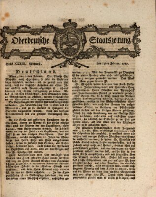 Oberdeutsche Staatszeitung Mittwoch 14. Februar 1787