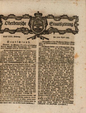 Oberdeutsche Staatszeitung Dienstag 10. April 1787