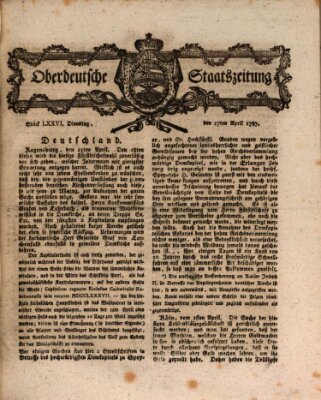 Oberdeutsche Staatszeitung Dienstag 17. April 1787