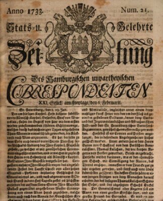 Staats- und gelehrte Zeitung des Hamburgischen unpartheyischen Correspondenten Freitag 6. Februar 1733