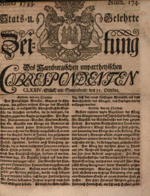 Staats- und gelehrte Zeitung des Hamburgischen unpartheyischen Correspondenten Samstag 31. Oktober 1733