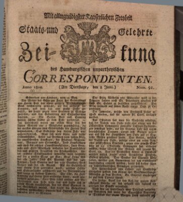 Staats- und gelehrte Zeitung des Hamburgischen unpartheyischen Correspondenten Dienstag 8. Juni 1802