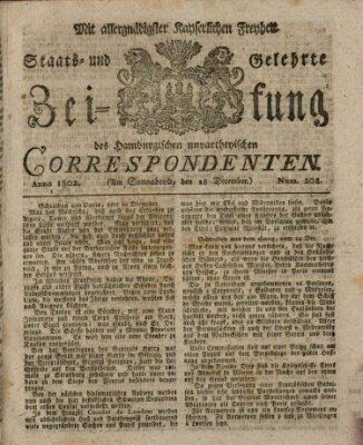 Staats- und gelehrte Zeitung des Hamburgischen unpartheyischen Correspondenten Samstag 18. Dezember 1802