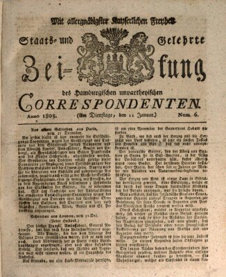 Staats- und gelehrte Zeitung des Hamburgischen unpartheyischen Correspondenten Dienstag 11. Januar 1803