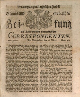 Staats- und gelehrte Zeitung des Hamburgischen unpartheyischen Correspondenten Mittwoch 16. März 1803