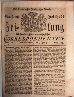 Staats- und gelehrte Zeitung des Hamburgischen unpartheyischen Correspondenten Samstag 9. Juli 1803