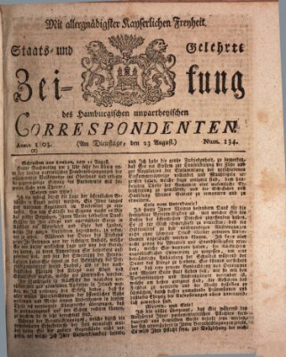 Staats- und gelehrte Zeitung des Hamburgischen unpartheyischen Correspondenten Dienstag 23. August 1803