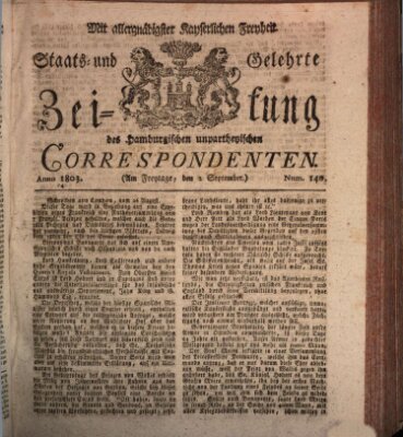 Staats- und gelehrte Zeitung des Hamburgischen unpartheyischen Correspondenten Freitag 2. September 1803