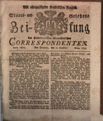 Staats- und gelehrte Zeitung des Hamburgischen unpartheyischen Correspondenten Freitag 28. Oktober 1803