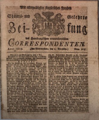 Staats- und gelehrte Zeitung des Hamburgischen unpartheyischen Correspondenten Mittwoch 21. Dezember 1803