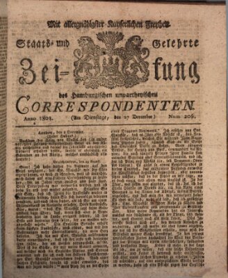 Staats- und gelehrte Zeitung des Hamburgischen unpartheyischen Correspondenten Dienstag 27. Dezember 1803