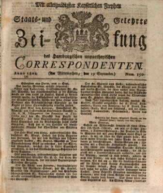 Staats- und gelehrte Zeitung des Hamburgischen unpartheyischen Correspondenten Mittwoch 19. September 1804