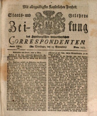 Staats- und gelehrte Zeitung des Hamburgischen unpartheyischen Correspondenten Dienstag 25. September 1804