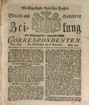 Staats- und gelehrte Zeitung des Hamburgischen unpartheyischen Correspondenten Mittwoch 26. September 1804