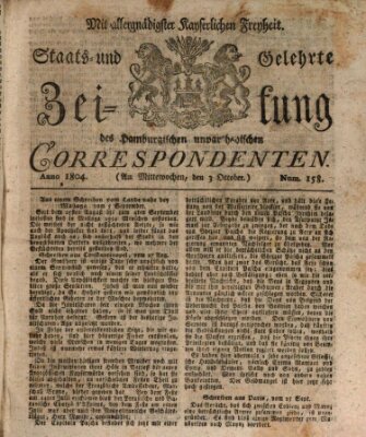 Staats- und gelehrte Zeitung des Hamburgischen unpartheyischen Correspondenten Mittwoch 3. Oktober 1804