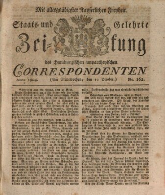 Staats- und gelehrte Zeitung des Hamburgischen unpartheyischen Correspondenten Mittwoch 10. Oktober 1804