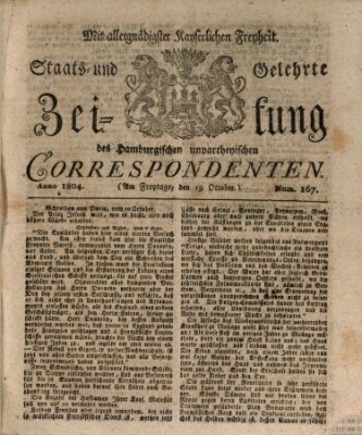 Staats- und gelehrte Zeitung des Hamburgischen unpartheyischen Correspondenten Freitag 19. Oktober 1804