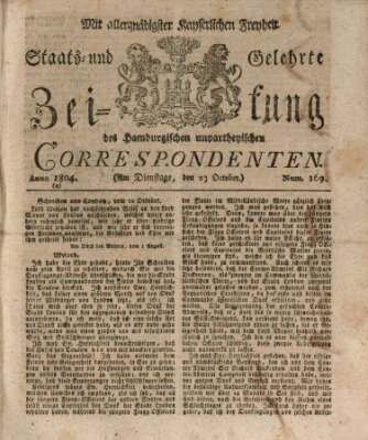 Staats- und gelehrte Zeitung des Hamburgischen unpartheyischen Correspondenten Dienstag 23. Oktober 1804