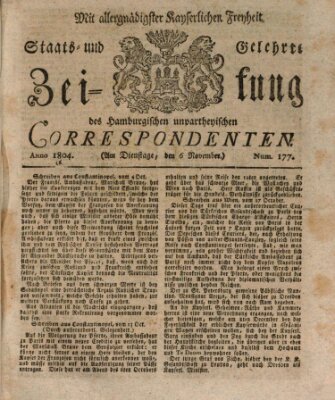 Staats- und gelehrte Zeitung des Hamburgischen unpartheyischen Correspondenten Dienstag 6. November 1804