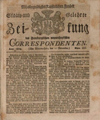 Staats- und gelehrte Zeitung des Hamburgischen unpartheyischen Correspondenten Mittwoch 21. November 1804