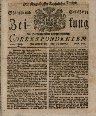 Staats- und gelehrte Zeitung des Hamburgischen unpartheyischen Correspondenten Mittwoch 19. Dezember 1804