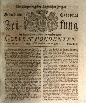 Staats- und gelehrte Zeitung des Hamburgischen unpartheyischen Correspondenten Mittwoch 10. Juli 1805