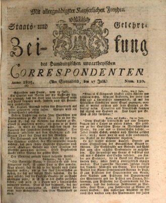 Staats- und gelehrte Zeitung des Hamburgischen unpartheyischen Correspondenten Samstag 27. Juli 1805