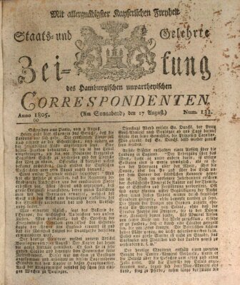 Staats- und gelehrte Zeitung des Hamburgischen unpartheyischen Correspondenten Samstag 17. August 1805