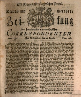 Staats- und gelehrte Zeitung des Hamburgischen unpartheyischen Correspondenten Mittwoch 28. August 1805