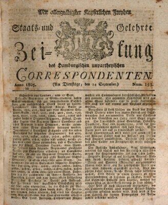 Staats- und gelehrte Zeitung des Hamburgischen unpartheyischen Correspondenten Dienstag 24. September 1805