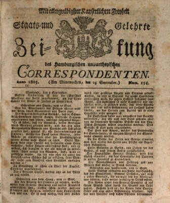 Staats- und gelehrte Zeitung des Hamburgischen unpartheyischen Correspondenten Mittwoch 25. September 1805