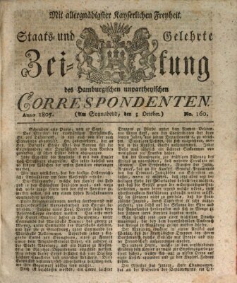 Staats- und gelehrte Zeitung des Hamburgischen unpartheyischen Correspondenten Samstag 5. Oktober 1805