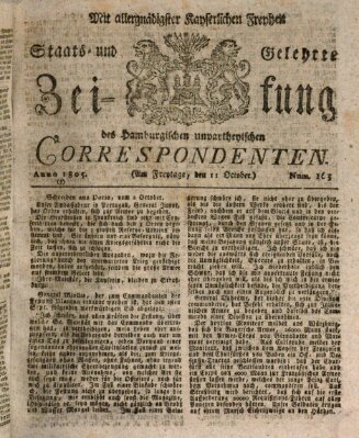 Staats- und gelehrte Zeitung des Hamburgischen unpartheyischen Correspondenten Freitag 11. Oktober 1805