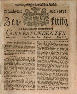 Staats- und gelehrte Zeitung des Hamburgischen unpartheyischen Correspondenten Dienstag 15. Oktober 1805