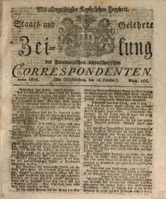 Staats- und gelehrte Zeitung des Hamburgischen unpartheyischen Correspondenten Mittwoch 16. Oktober 1805