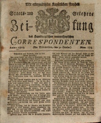 Staats- und gelehrte Zeitung des Hamburgischen unpartheyischen Correspondenten Mittwoch 30. Oktober 1805