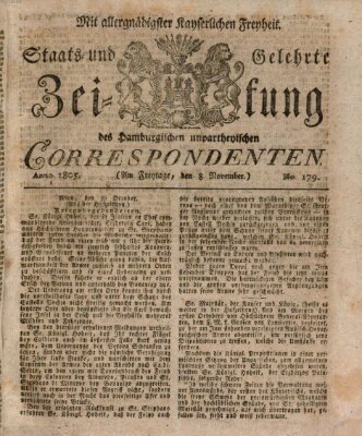 Staats- und gelehrte Zeitung des Hamburgischen unpartheyischen Correspondenten Freitag 8. November 1805