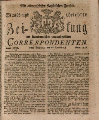 Staats- und gelehrte Zeitung des Hamburgischen unpartheyischen Correspondenten Freitag 27. Dezember 1805