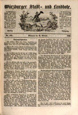 Würzburger Stadt- und Landbote Mittwoch 21. Februar 1849