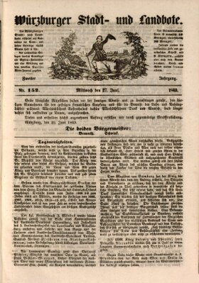 Würzburger Stadt- und Landbote Mittwoch 27. Juni 1849