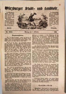 Würzburger Stadt- und Landbote Montag 1. Oktober 1849