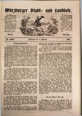 Würzburger Stadt- und Landbote Mittwoch 3. Oktober 1849