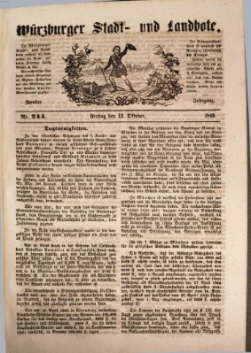 Würzburger Stadt- und Landbote Freitag 12. Oktober 1849