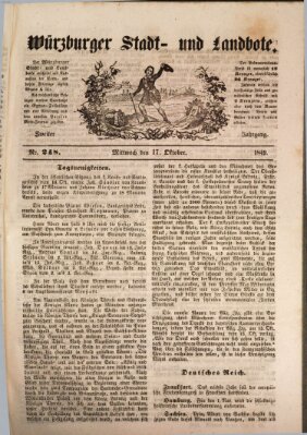 Würzburger Stadt- und Landbote Mittwoch 17. Oktober 1849